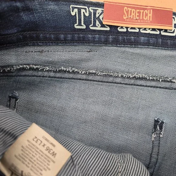 T.K. Axel Jeans Mens 36x32 Slim Boot Stretch Blue Denim Embroidered Pockets - Picture 8 of 13
